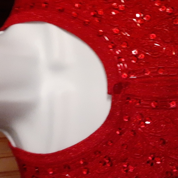 Jaclyn Smith red sparkly cardigan sweater - Picture 5 of 12